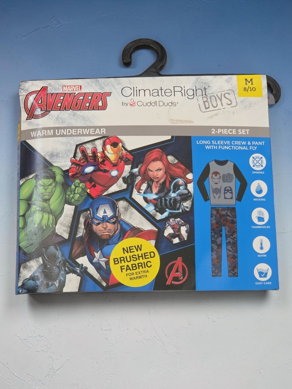 Marvel Avengers 2pc warm underwear set Boy M 8/10